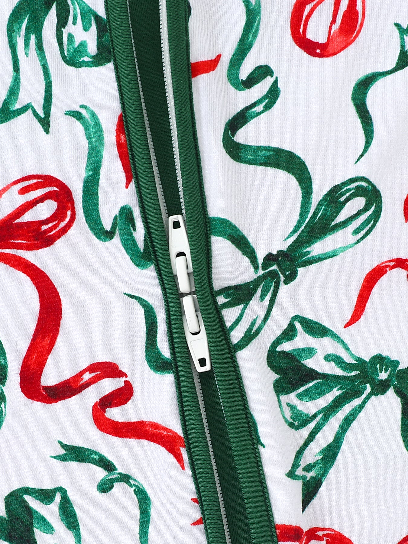 JUNBLEBABY-Christmas Red& Green Bow Baby Bamboo Convertible Zipper Romper Pajamas