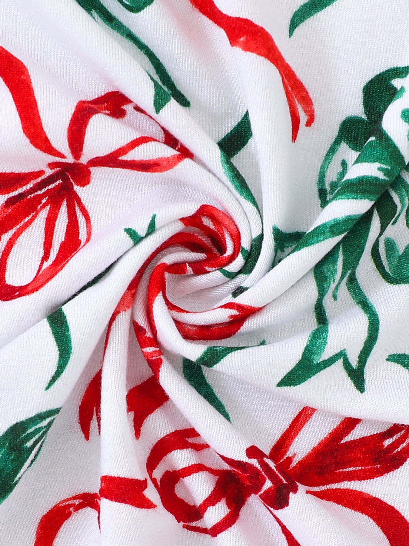 JUNBLEBABY-Christmas Red& Green Bow Baby Bamboo Convertible Zipper Romper Pajamas