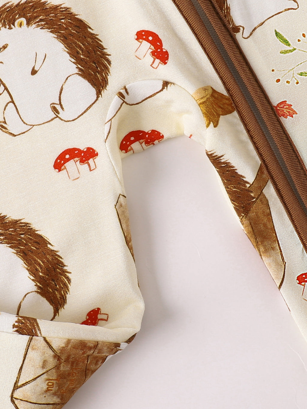 JUNBLEBABY-Hedgehog Autumn Forest Baby Bamboo Convertible Zipper Romper Pajamas