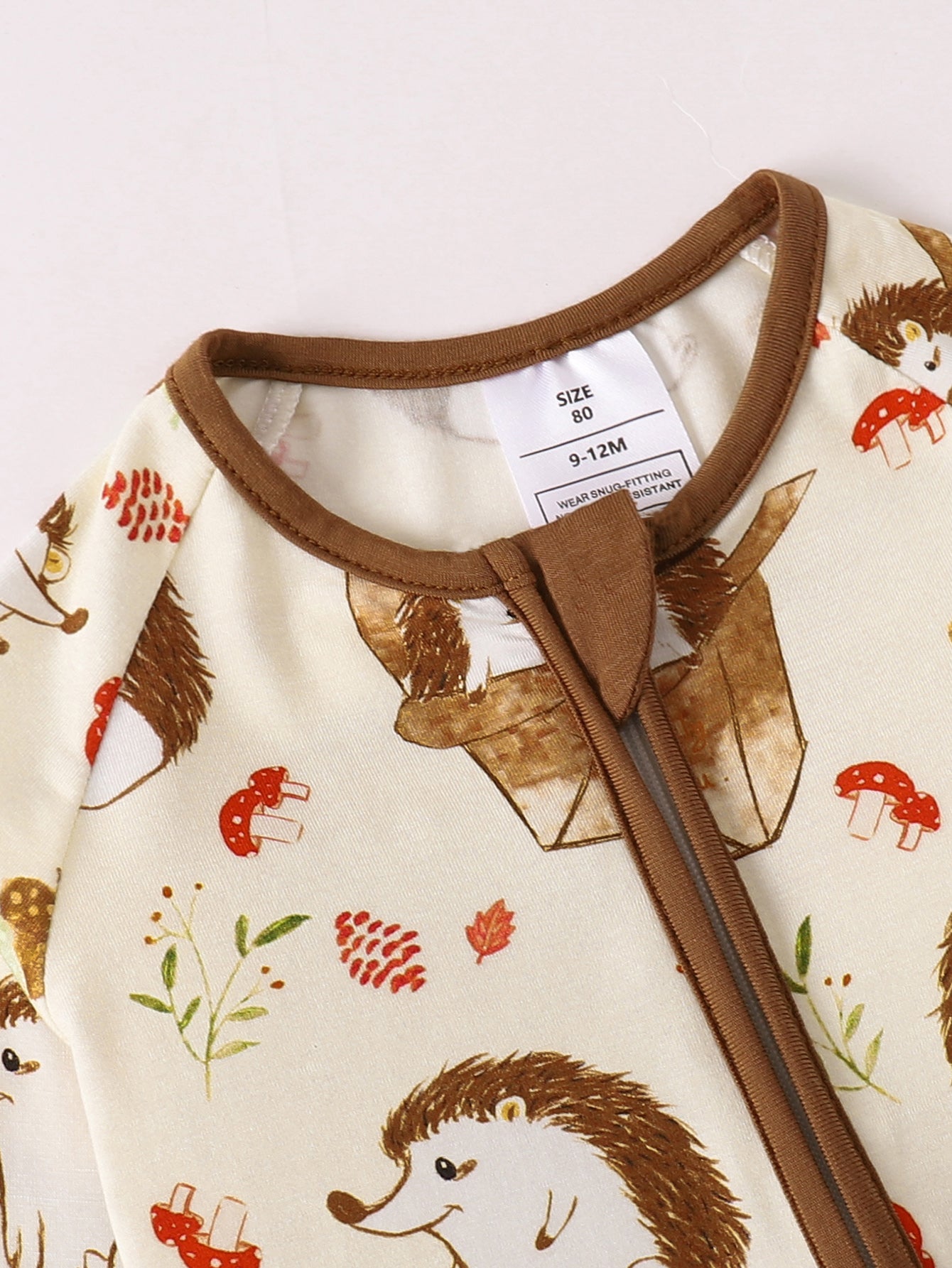 JUNBLEBABY-Hedgehog Autumn Forest Baby Bamboo Convertible Zipper Romper Pajamas