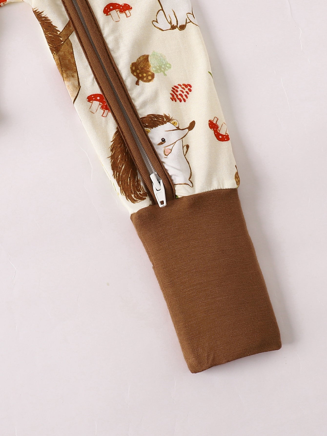 JUNBLEBABY-Hedgehog Autumn Forest Baby Bamboo Convertible Zipper Romper Pajamas