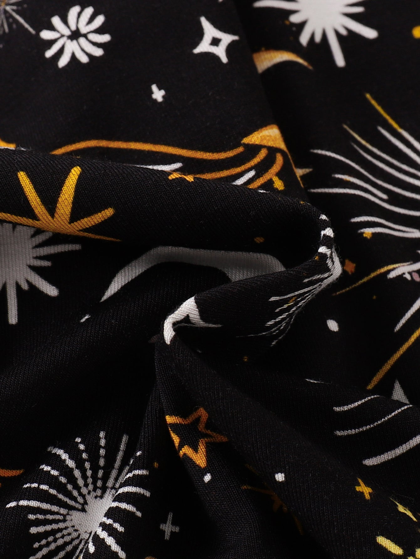 JUNBLEBABY-New Years Moon Star Fireworks Baby Bamboo Convertible Zipper Romper Pajamas