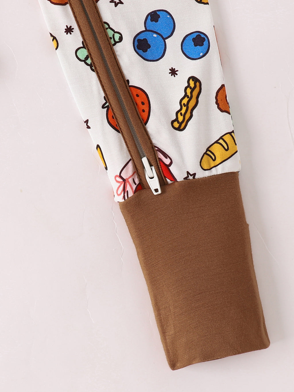 JUNBLEBABY-Cookies Fruit Bread Jam Baby Bamboo Convertible Zipper Romper Pajamas