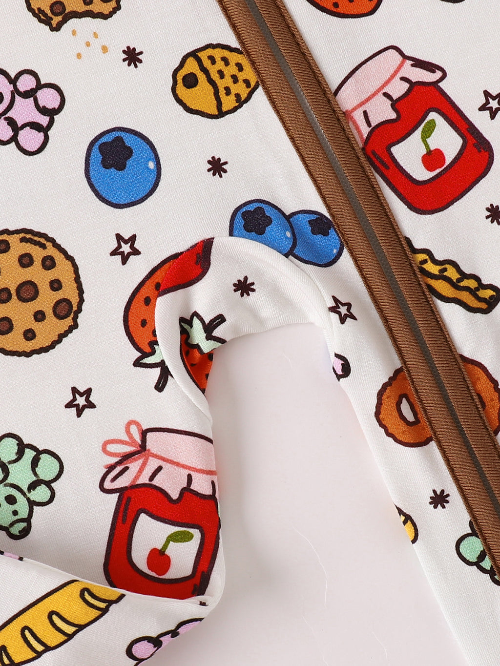 JUNBLEBABY-Cookies Fruit Bread Jam Baby Bamboo Convertible Zipper Romper Pajamas