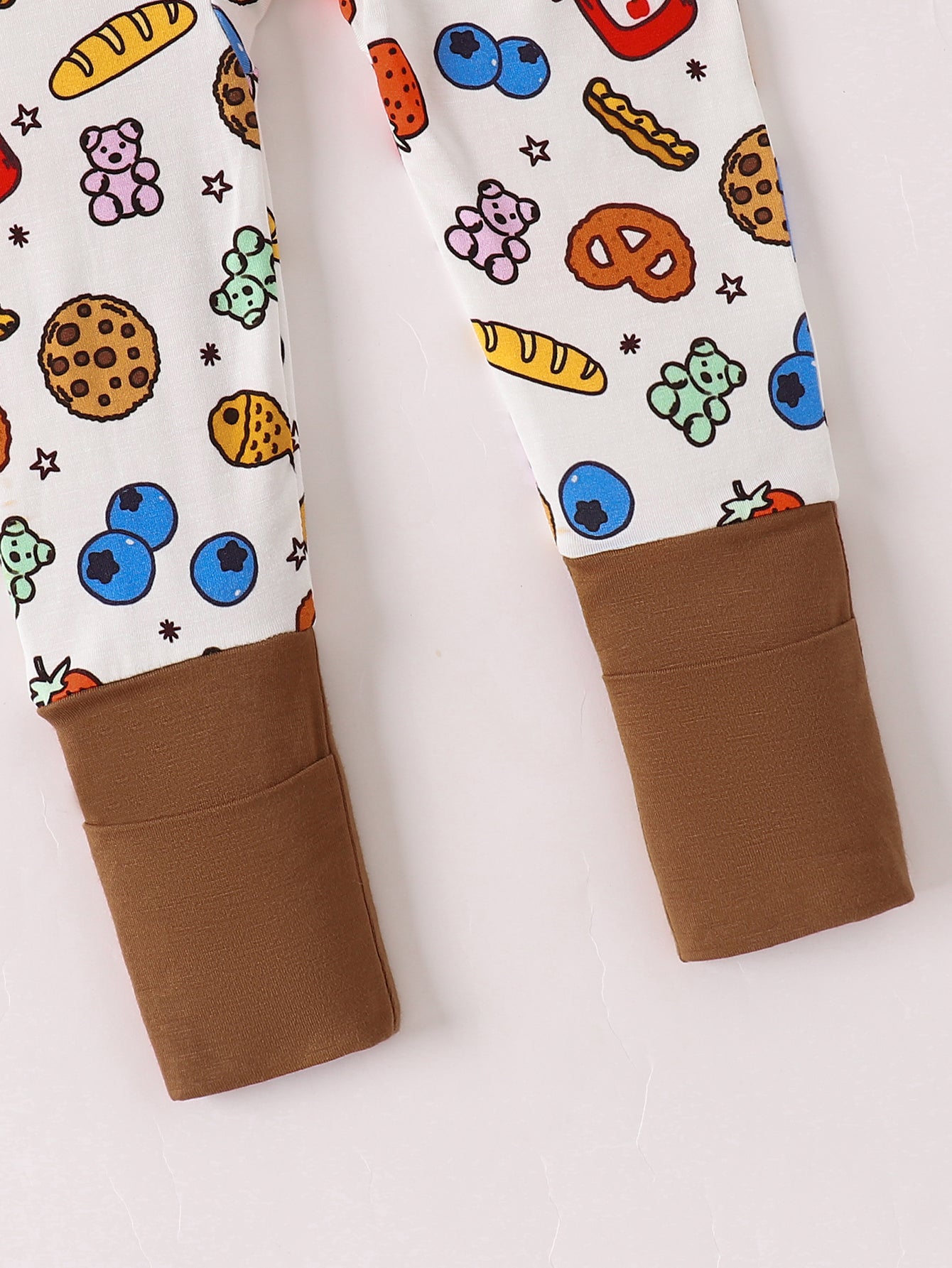 JUNBLEBABY-Cookies Fruit Bread Jam Baby Bamboo Convertible Zipper Romper Pajamas