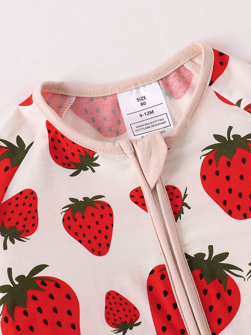 JUNBLEBABY-Strawberry Joy Baby Bamboo Convertible Zipper Romper Pajamas