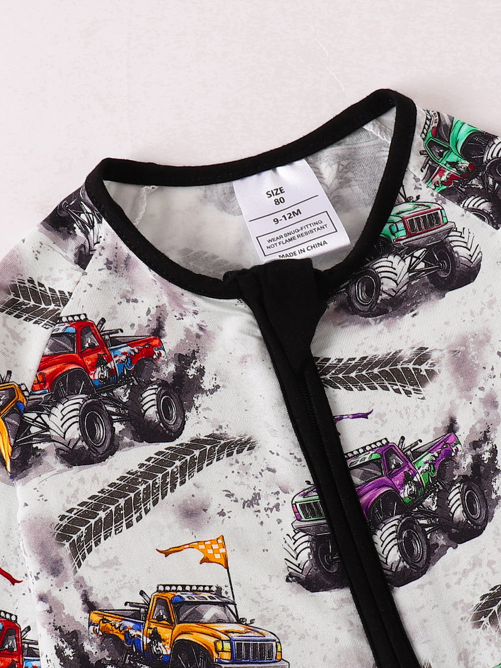 JUNBLEBABY-Racing car Baby Bamboo Convertible Zipper Romper Pajamas