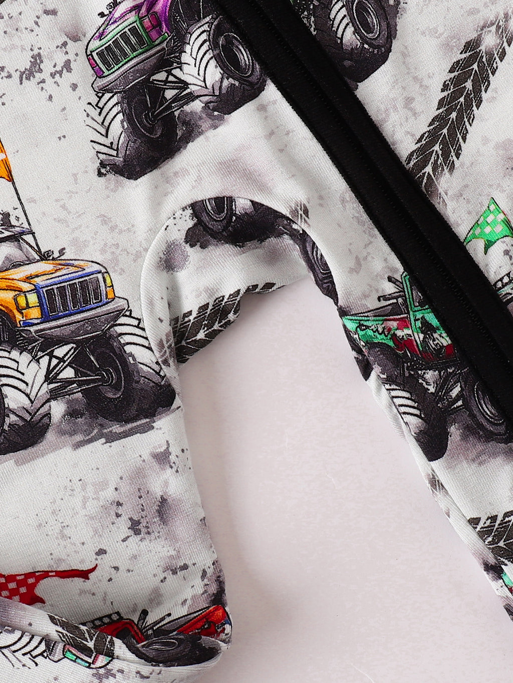 JUNBLEBABY-Racing car Baby Bamboo Convertible Zipper Romper Pajamas