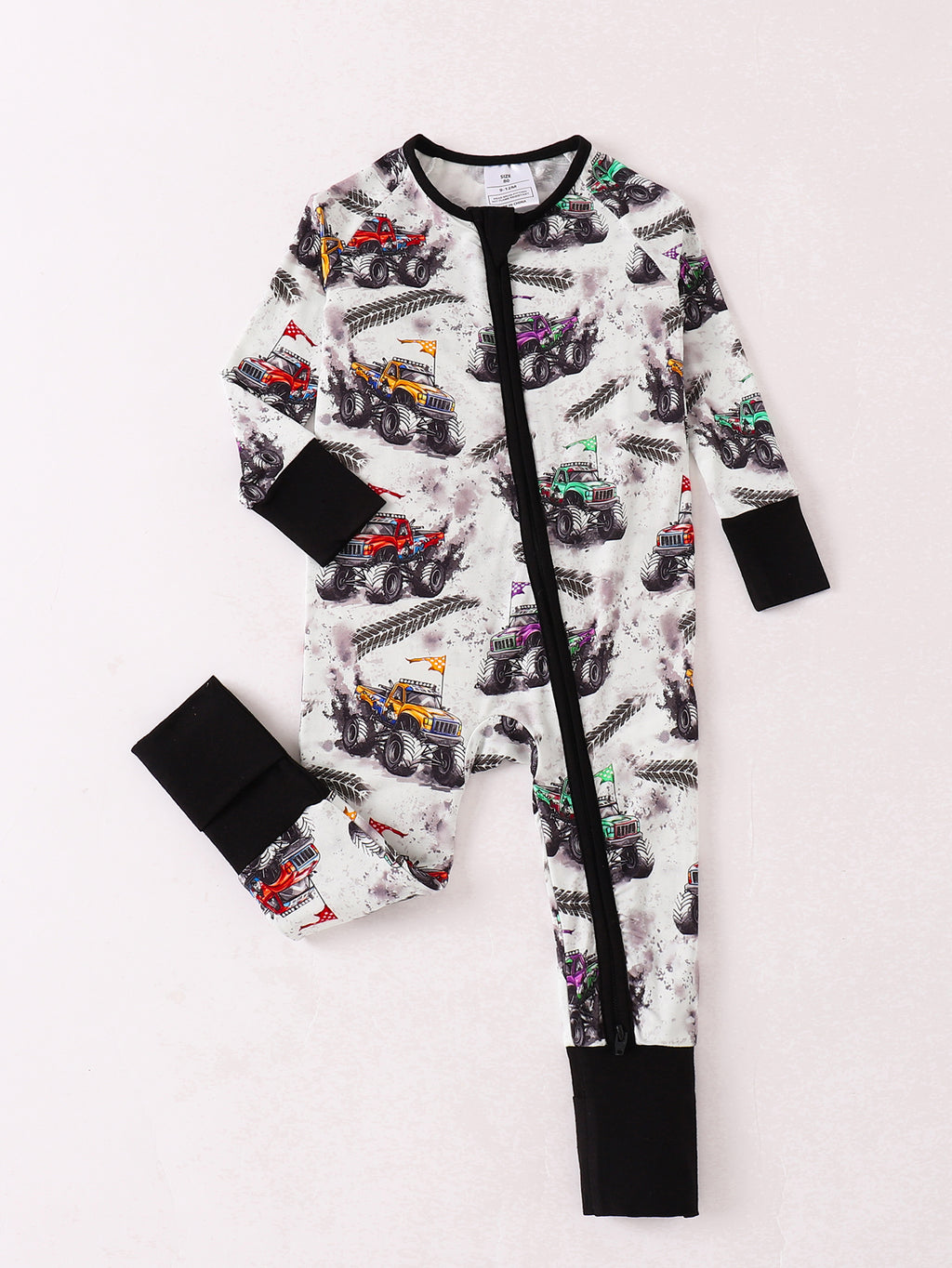 JUNBLEBABY-Racing car Baby Bamboo Convertible Zipper Romper Pajamas