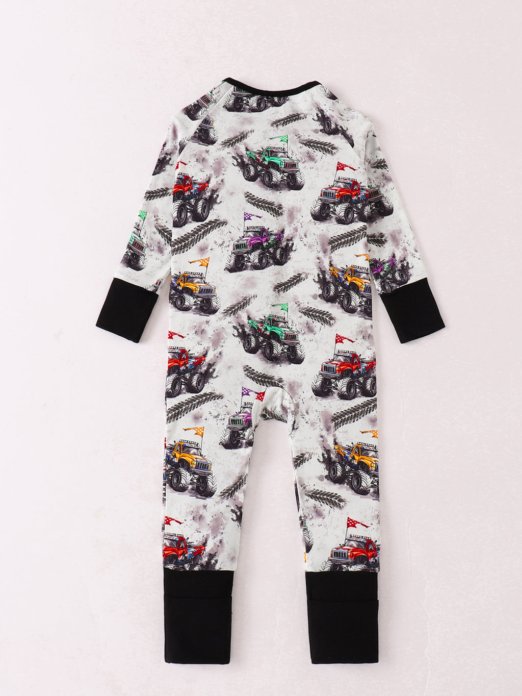 JUNBLEBABY-Racing car Baby Bamboo Convertible Zipper Romper Pajamas