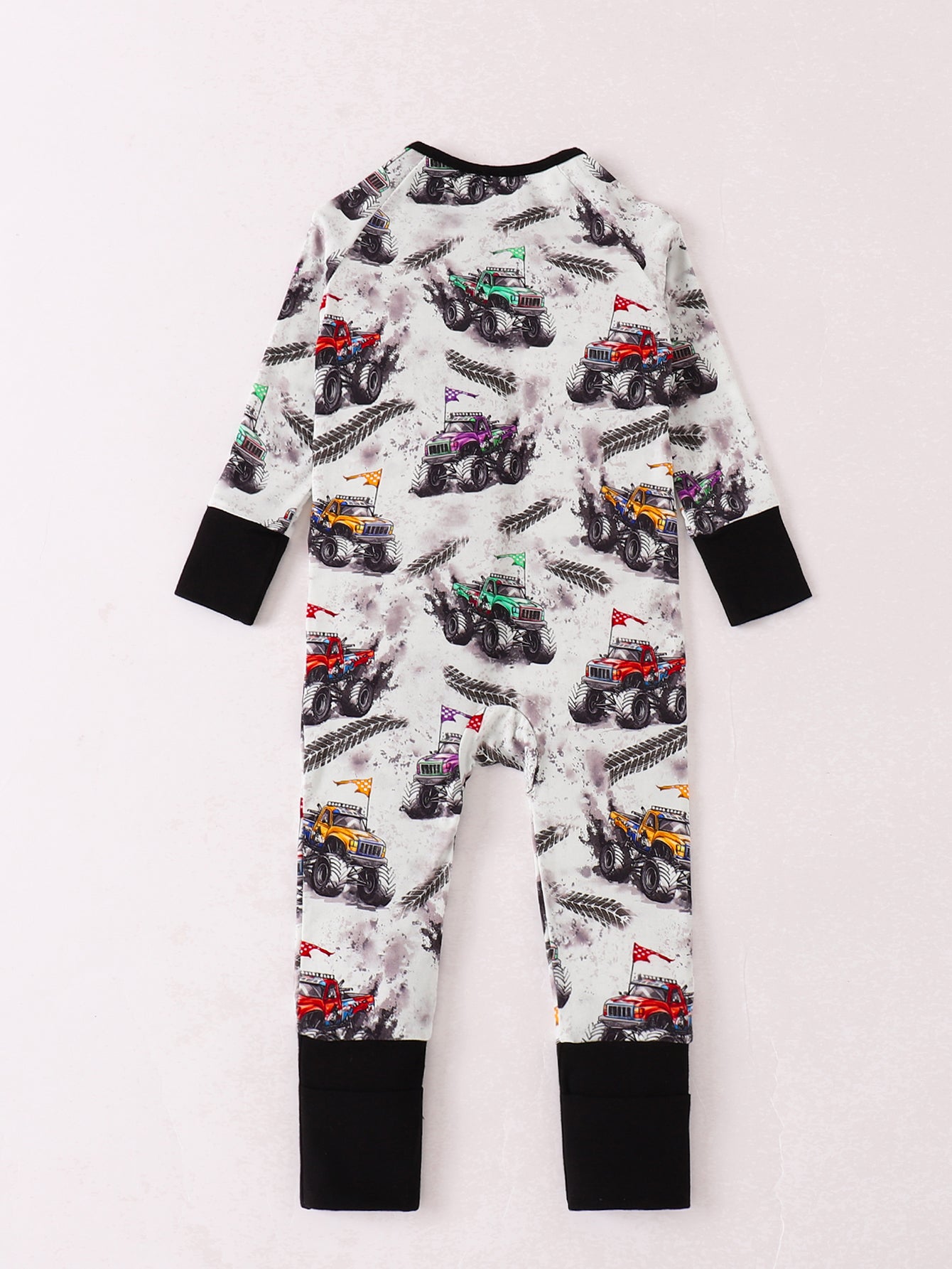 JUNBLEBABY-Racing car Baby Bamboo Convertible Zipper Romper Pajamas