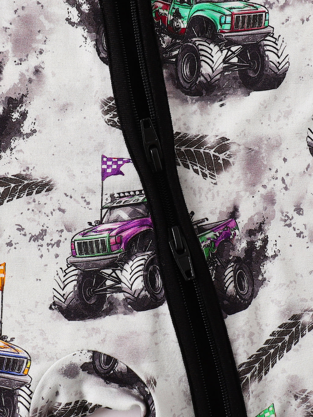 JUNBLEBABY-Racing car Baby Bamboo Convertible Zipper Romper Pajamas