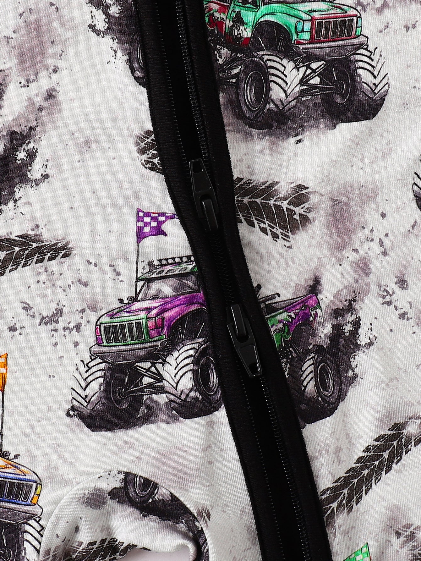 JUNBLEBABY-Racing car Baby Bamboo Convertible Zipper Romper Pajamas