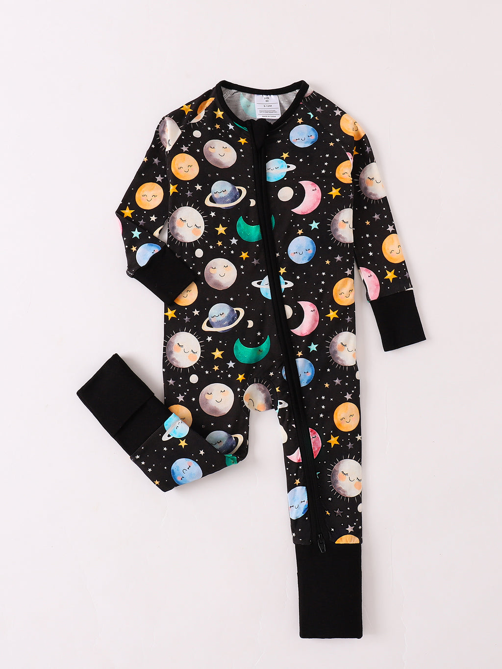 JUNBLEBABY-The Nine Planets Universe Starry River Baby Bamboo Convertible Zipper Romper Pajamas