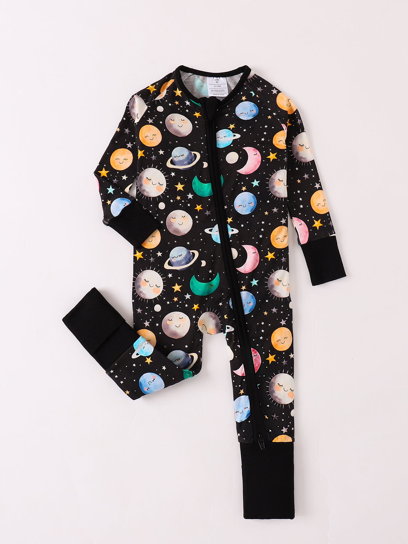 JUNBLEBABY-The Nine Planets Universe Starry River Baby Bamboo Convertible Zipper Romper Pajamas