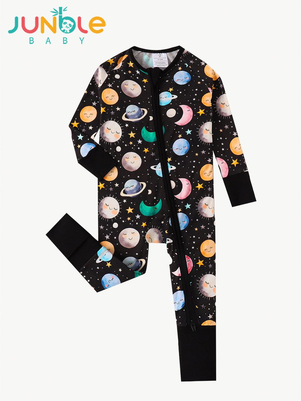 JUNBLEBABY-The Nine Planets Universe Starry River Baby Bamboo Convertible Zipper Romper Pajamas