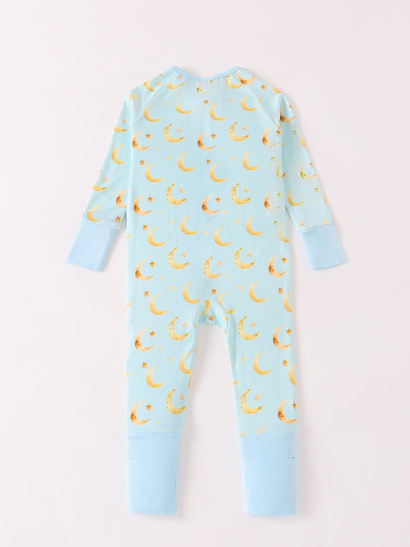 JUNBLEBABY-Ramadan Moon and Stars Baby Bamboo Convertible Zipper Romper Pajamas