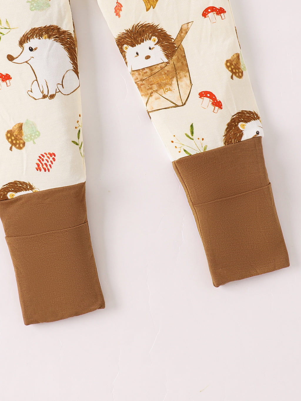 JUNBLEBABY-Hedgehog Autumn Forest Baby Bamboo Convertible Zipper Romper Pajamas
